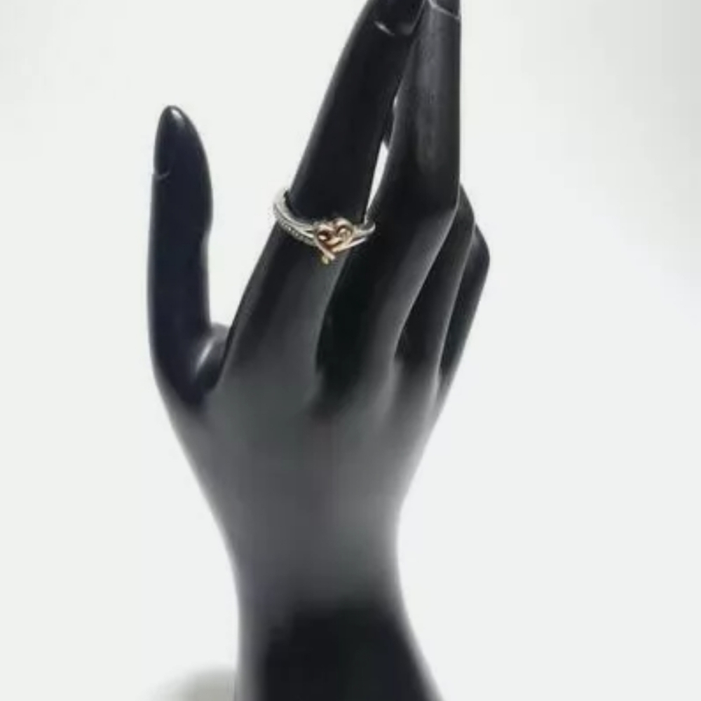 SOLD Kay Jewelers Diamond Sterling Rose Gold Heart Ring. SZ 7 - Picture 7 of 11